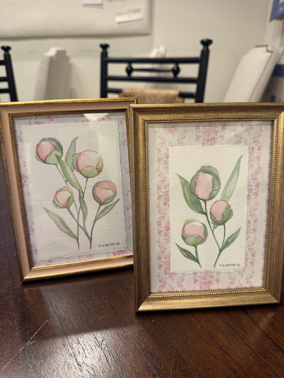 MGH Peony in Gold Frame