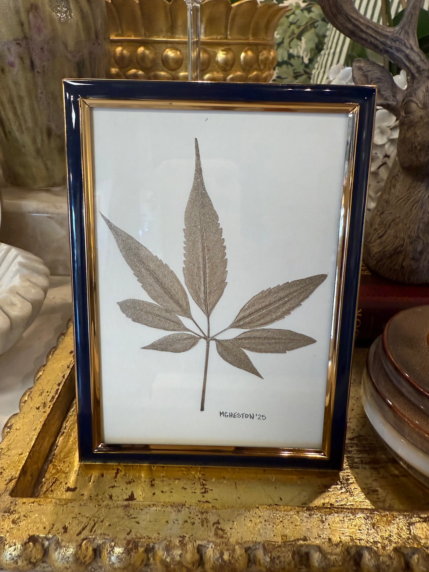 Rectangle Framed Gold Leaf Art
