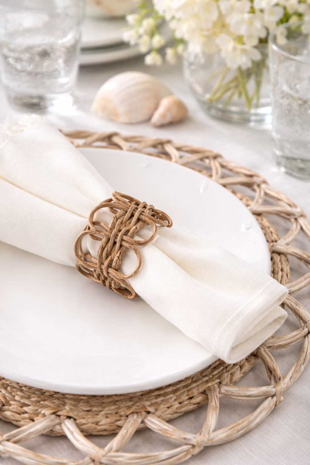 Twisted Rattan Napkin Ring - Set of 4