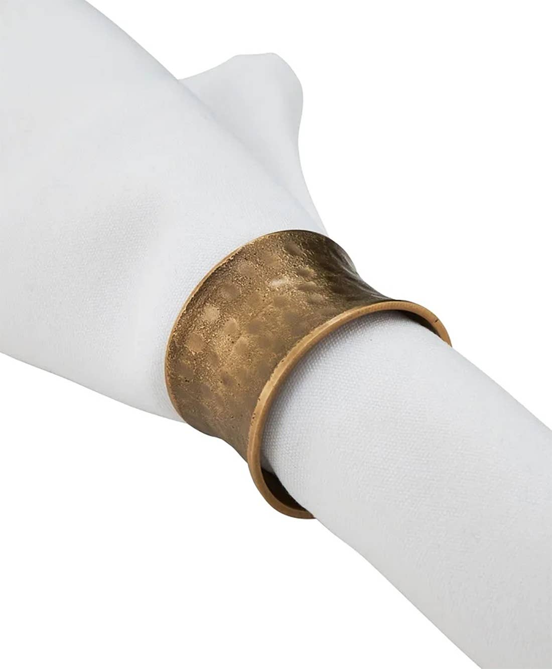 Brass Hammered Napkin Ring - Set of 4