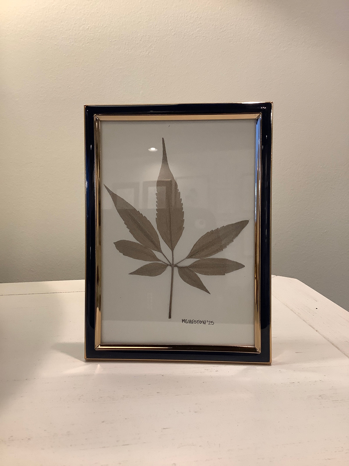 Rectangle framed gold leaf art