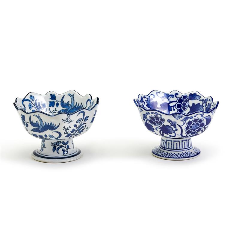 Blue and White Footed Bowl