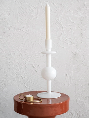 White  Recycled Glass Bulb Candle Holder