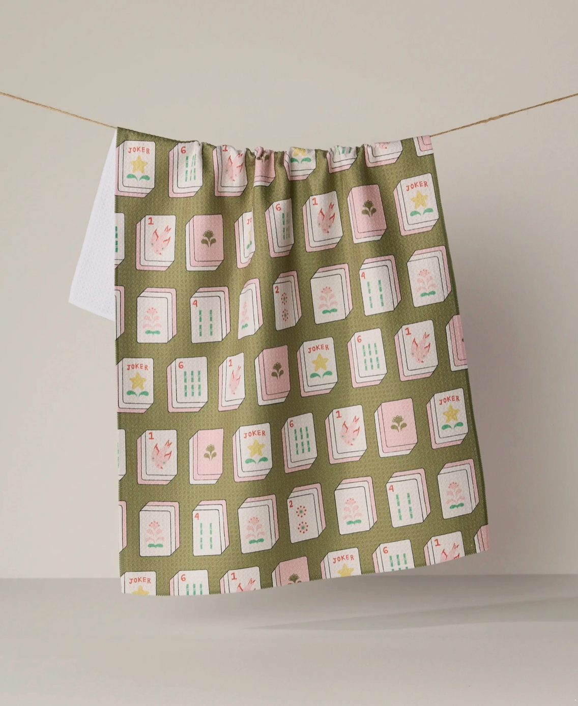 Geometry Tea Towel -  Green Mahjong