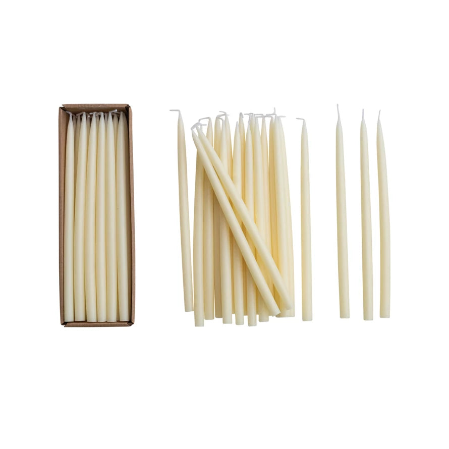Thin Tapers, Ivory Set of 24