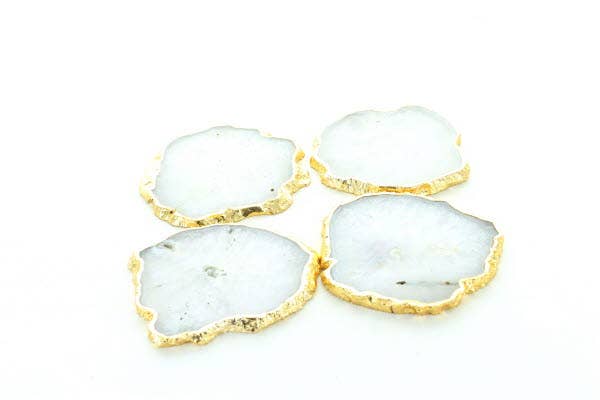 Natural Agate Gold Edge Coaster (4 Pack)