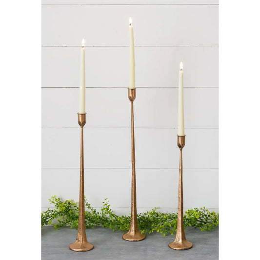 Copper Hand-Forged Metal Candle Holders