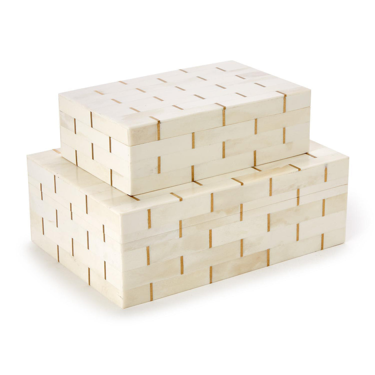 White Bone Box with Gold