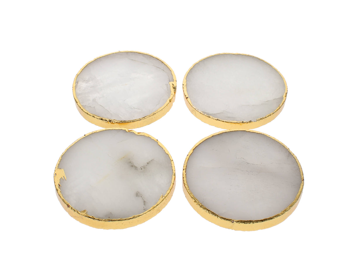 Quartz Gold Edge Round Coaster (4 Pack)