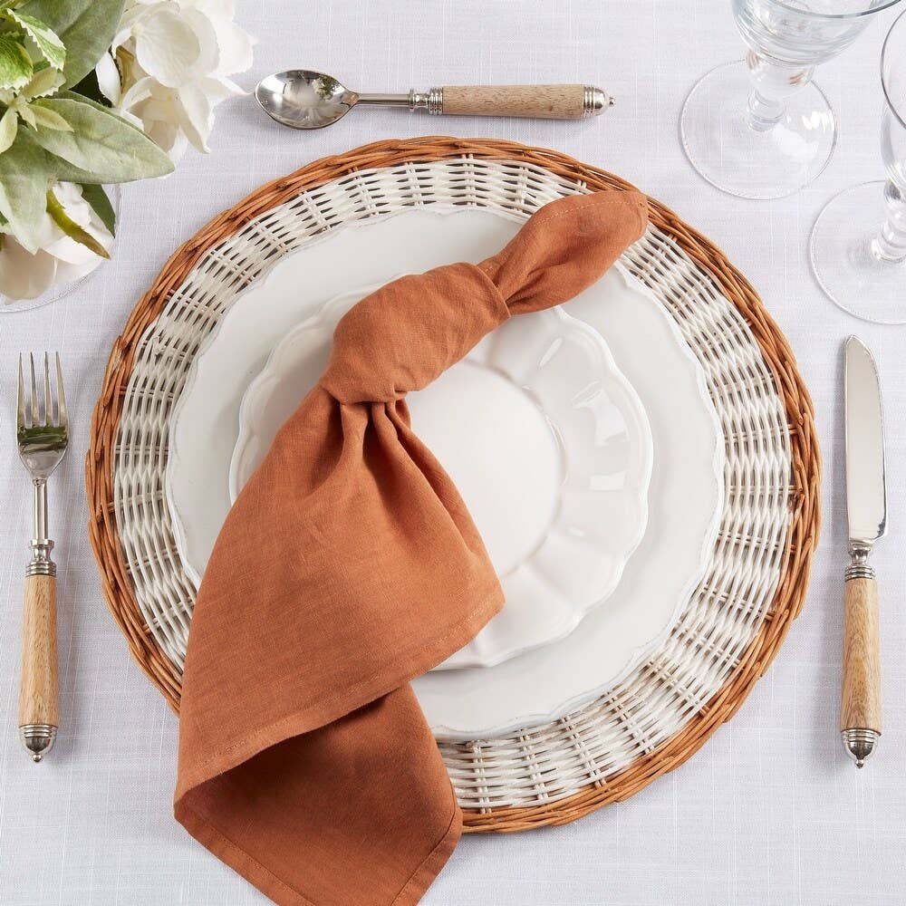 Terracotta Pure Linen Dinner Napkins - Set of 4