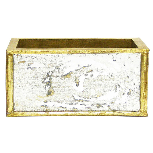 Wooden Rect. Planter-Gold w/mirror
