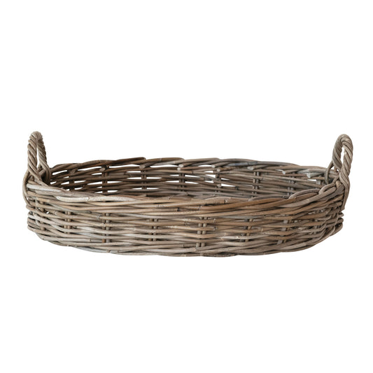 Oval Hand-Woven Rattan Tray